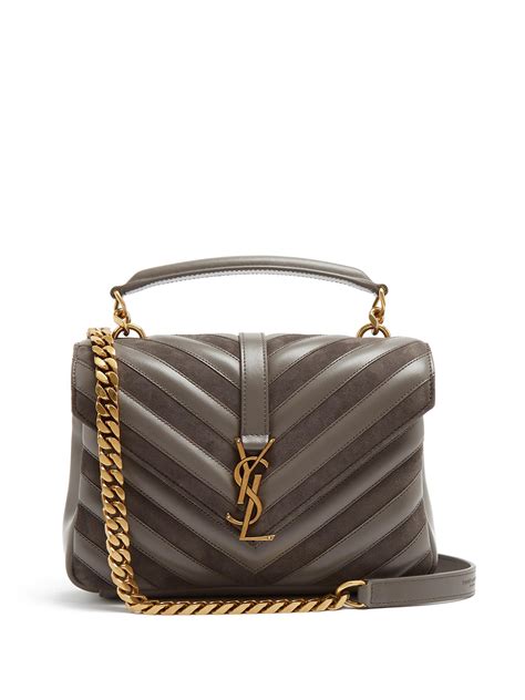 ysl college bag medium gray|saint laurent chevron bag.